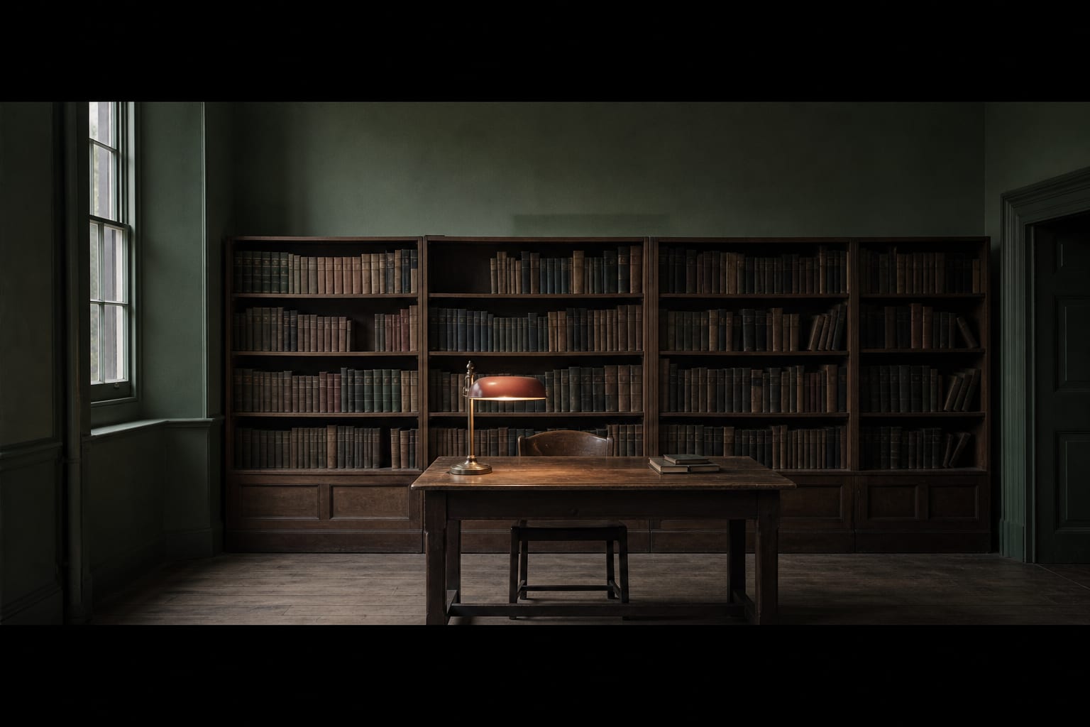 A grand heritage reading room lined with books